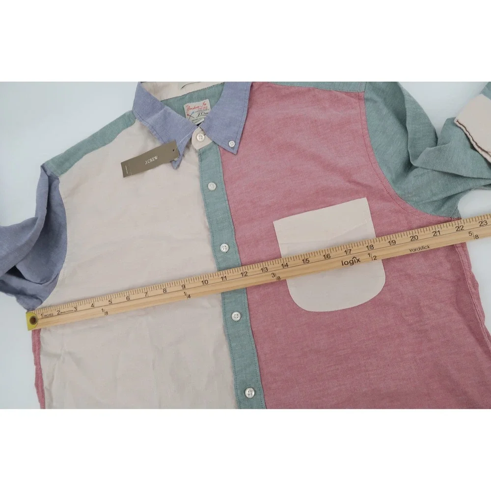 J.Crew Broken-In Oxford Shirt Mens Large Slim Multicolor Colorblock AZ488 New
